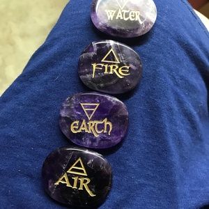 Amethyst elemental palm stones